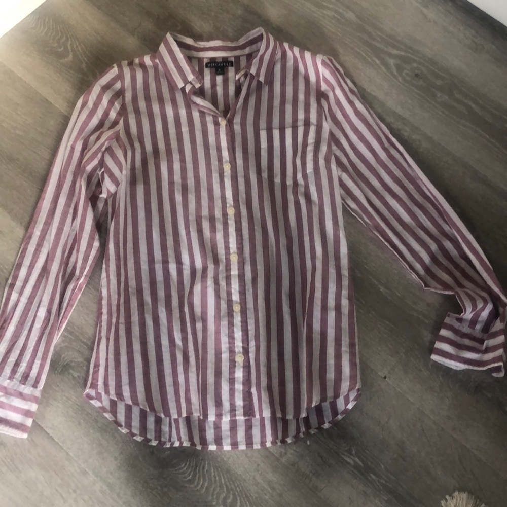 Dark pink and white striped shirt